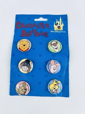 Vintage Walt Disney  Character Buttons NOS Winnie The Pooh Tigger Eeyore Piglet - Image 1 of 4