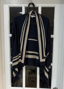 Ann Taylor LOFT Navy & Tan Open Front Shrug Cardigan XS/S - Picture 1 of 3