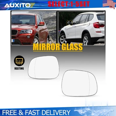 LH RH Heated Side View Mirror Glass For 2011-2014 BMW X3 OE 51162991659 2-10X - Image 1 of 4