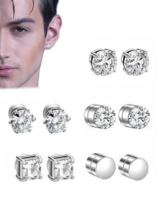 Magnetische Ohrstecker 5 Paare Silber Ohrringe ohne Loch Männer Frauen - Bild 1 von 4