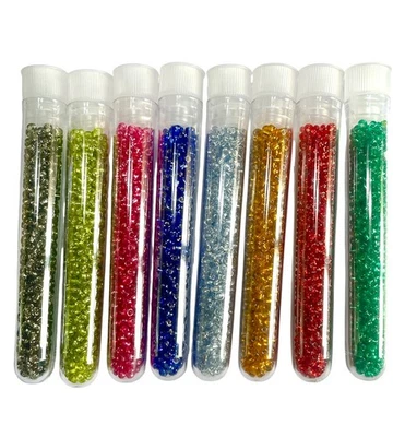 8x Tubes Bead Storage of Silver Lined 2mm Multi Coloured Glass Seed Beads - Image 1 of 4
