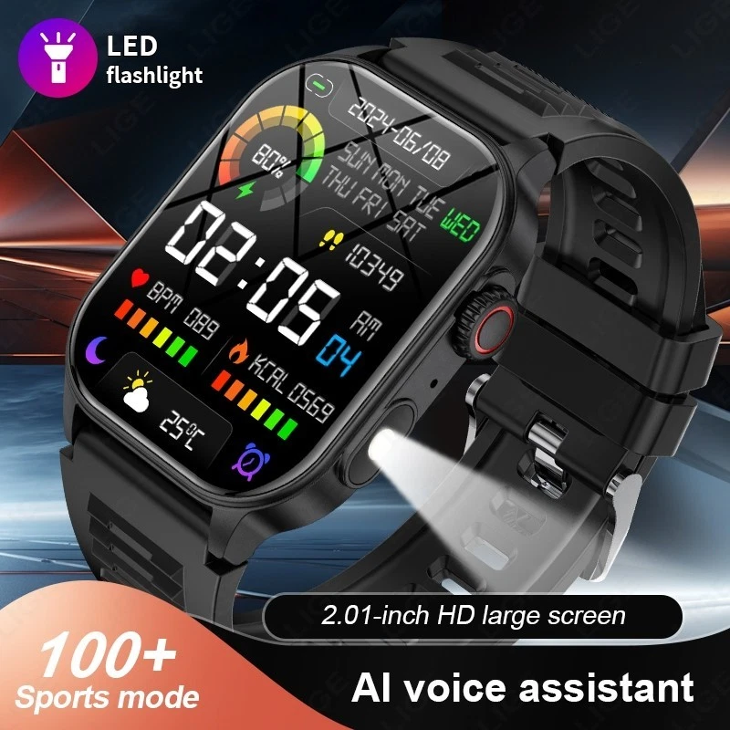 Military Outdoor Sports Smart Watch Waterproof Bluetooth Call For Android iPhone - Image 1 of 4