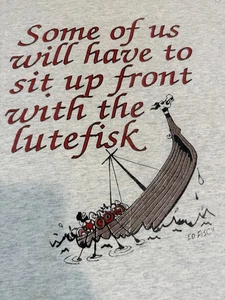 Lutefisk T-Shirt Vintage Erwachsene Large Ed Fischer hergestellt in den USA einige von uns vorne sitzen Tee - Bild 1 von 15