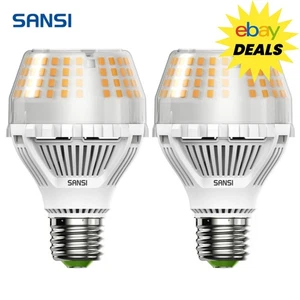 SANSI LED Light Bulbs 20W=200W 3000lm 3000K Warm White A19 Bedroom Bulbs 2 pcs - Picture 1 of 13