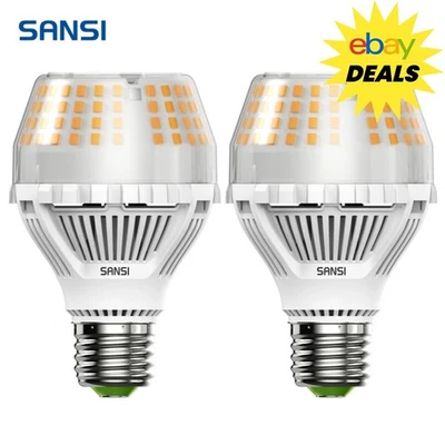 SANSI LED Light Bulbs 20W=200W 3000lm 3000K Warm White A19 Bedroom Bulbs 2 pcs - Image 1 of 4