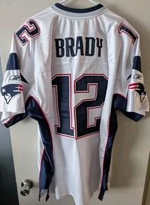 VTG Reebok Authentic New England Patriots Tom Brady 12 Stitched Jersey 5X Sz 56  - Picture 1 of 8