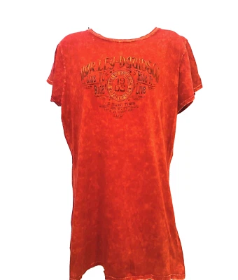 Harley Davidson Orange Tie Dye Cotton Knit T-Shirt Dress,  Farmington Hills 2XL - Image 1 of 4
