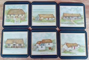 Pimpernel Irish Cottages Drinks Coasters set of 6 Boxed Vintage - Picture 1 of 12