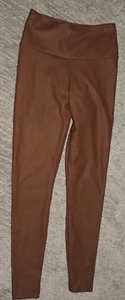 Womens Unbranded Faux Leather Leggings Brown SZ S 12" Rise 26" W24/L26 - Picture 1 of 3
