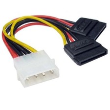Molex to 2 SATA Dual Power PSU Y Splitter Adaptor Cable Lead 2 Way 4 Pin -15 Pin