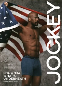 Anuncio impreso 2017 - Jockey ropa interior moda ropa anuncio - Remi Adeleke sello azul marino - Imagen 1 de 1