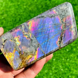 Precioso espécimen de cristal de cuarzo labradorita púrpura natural 505 g curación - Imagen 1 de 16