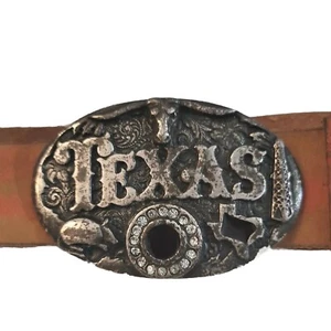 Gap Leather Belt S Western Made in Italy Texas Crystals Distressed Studded - Picture 1 of 10