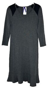 SERAPHINE Women’s Maternity Gray Black 3/4 Sleeve Ruffle Dress Size 6 NWOT