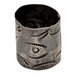 Important NAVAJO Sterling SILVER Hand Tooled PONYTAIL HOLDER - Picture 1 of 6