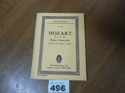 No.1207 MOZART Piano Concerto  D Major KV451 - Edition EULENBURG Orchestra Score - Image 1 of 4