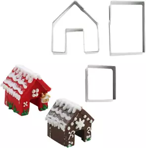 3 Pcs Stainless Steel Christmas Mini House Mold Gingerbread Cookie Cutter Set - Picture 1 of 8