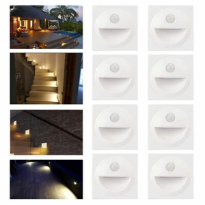 4/8x LED Treppenbeleuchtung mit Bewegungsmelder 230V Treppenlicht Rund Dose 60mm - Bild 1 von 13
