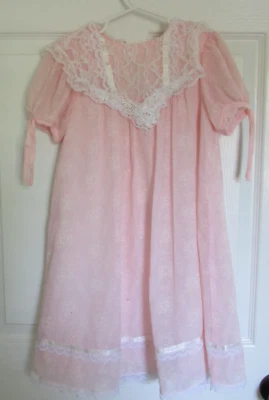 Vestido Gunne Sax Vintage Niña Años 70 Vestido Niña Flor Talla 6 Rosa Encaje McClintock Foto 1 de 4