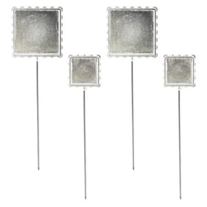 4 Silver Square Bezel Cup Hat Stick Embellishment Pins Assortment * - Picture 1 of 1