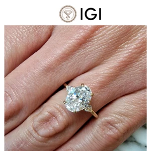 Engagement Ring 1.25 Ct IGI GIA Lab Created Oval Cut Diamond 14K White Gold - Picture 1 of 9