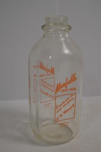 Vintage Manfulls Dairy Farm Milk Bottle Glass 1 QT California - Picture 1 of 14