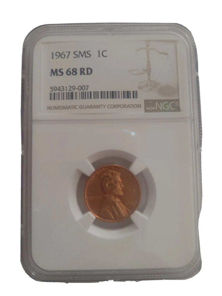1967 SMS Lincoln Cent NGC MS 68 RD - Image 1 of 4