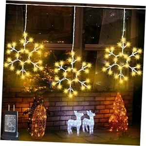 Christmas Snowflake Icicle Lights Outdoor Decoration, LED String Warm White - Picture 1 of 6