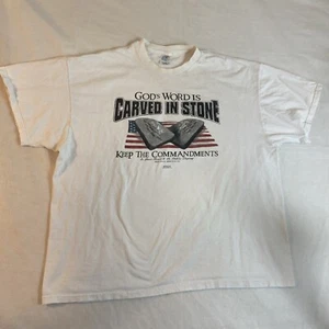 Vintage 1993 Kerusso Jesus Tee T shirt 2XL Delta Keep The Commandments Gods Word - Picture 1 of 16