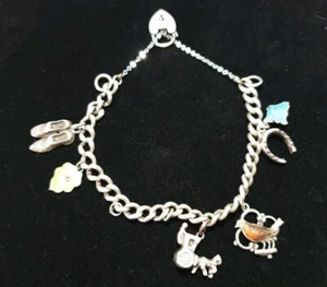 WJS 925 STERLING SILBER PANZERKETTE VORHÄNGESCHLOSS VERSCHLUSS BETTELARMBAND VINTAGE 28,53gr - Bild 1 von 9