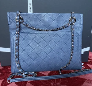 100% Authentic Chanel 31 Rue Cambon Caviar Blue Crossbody Or Shoulder Bag - Picture 1 of 16
