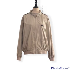 Vintage Retro Mens Members Only Beige Tan Full Zip Racer Bomber Jacket - Picture 1 of 8