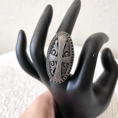 Konstantino Women's Size 7 Maltese Cross Sterling Silver Ring Large Oval - Image 1 of 4