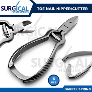 6 pieces Toe Nail Nipper Clipper Cutter Stainless Steel Double Spring 5.5" - Picture 1 of 11