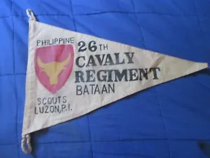 WWII USA 26TH CAVARY REG PHILIPPINE SCOUTS BATAAN LUZON PI PENNET FLAG - Foto 1 di 2