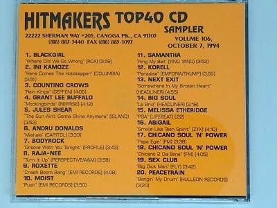 HITMAKERS TOP 40 CD SAMPLER VOL.106 October 7, 1994 Kamoze Abigail Roxette Moist - Image 1 of 4