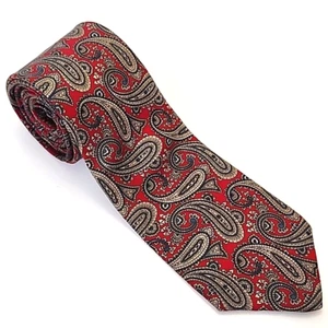 Vtg Lands' End Direct Merchant Paisley Silk Tie Red Blue Men Long Necktie USA - Picture 1 of 7