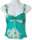 Ann Taylor 100% Silk Camisole Blouse 12 Green Floral Side Zip Lined Sleeveless