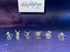 Set 6 Miniature Pewter Pokémon Silver Metal Monopoly Figurines Replacement Token