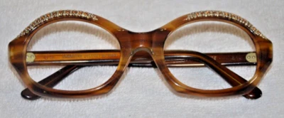 ÓCULOS DE OLHO VINTAGE FEMININO ANOS 50-60 REDONDO "DIAMANTE" gato armação francesa - Imagem 1 de 4