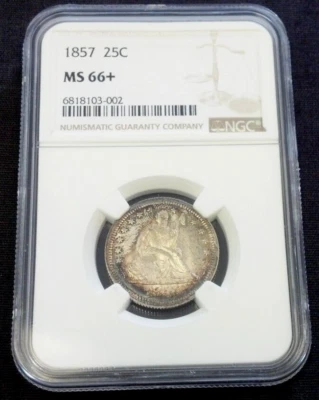 1857 SILVER QUARTER NGC MS66+ PLUS. REDUCED 6/6/25 (2280) - Image 1 of 4