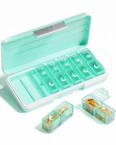 AM PM Pill Organizer 2 Times A Day, 7 Day Pill Box Weekly Pill Organizer Trav... - Picture 1 of 9