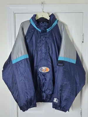 Vintage Starter New York Islanders  1/2 Zip Puffer Jacket Mens Size XL Fisherman - Image 1 of 3