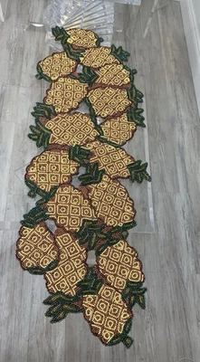 Pier 1 Beaded Pineapple Table Runner Tiki Luau Hawaiian Centerpiece Tropical - Image 1 of 4