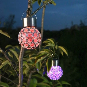 2 Pack Hanging Solar Light Outdoor, Decorative Solar Powered Waterproof Ball ... - Picture 1 of 6