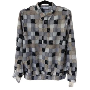 Alfred Dunner Damen Pullover Bluse Größe 16 Geometrisches Karomuster Neu mit Etikett - Bild 1 von 6