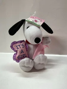 Peanuts Snoopy It's a Girl Stofftier Plüsch Baby Ankündigung - Bild 1 von 7