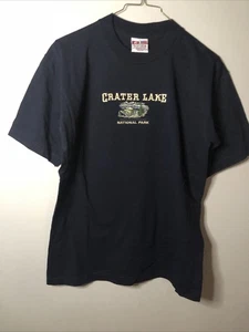 Vintage Crater Lake National Park Shirt Medium Made In USA Navy  - Picture 1 of 6