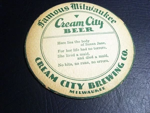 Um 1930 Cream City Brewing Company Bierdeckel, Milwaukee - Bild 1 von 1