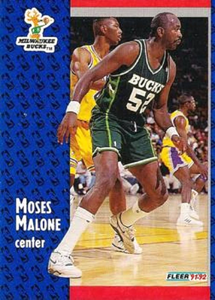 1991-92 Fleer #315 Moses Malone Milwaukee Bucks HOF - Image 1 of 1
